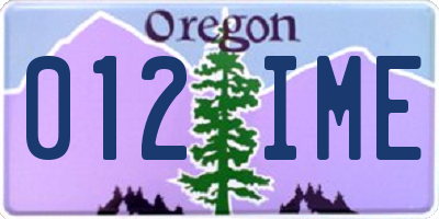 OR license plate 012IME