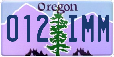 OR license plate 012IMM