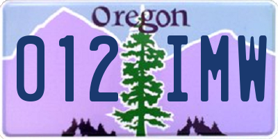 OR license plate 012IMW