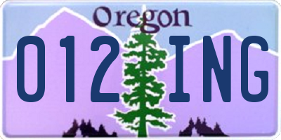 OR license plate 012ING