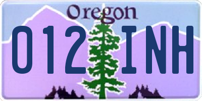 OR license plate 012INH