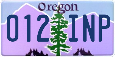 OR license plate 012INP