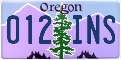 OR license plate 012INS