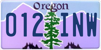 OR license plate 012INW