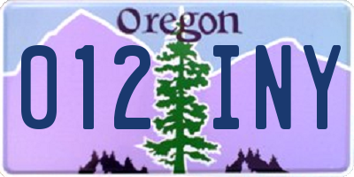 OR license plate 012INY