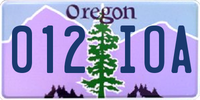 OR license plate 012IOA