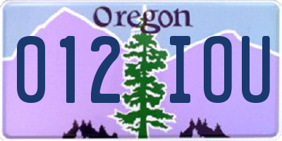 OR license plate 012IOU