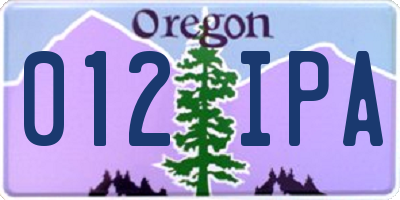 OR license plate 012IPA