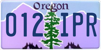 OR license plate 012IPR