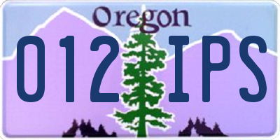 OR license plate 012IPS