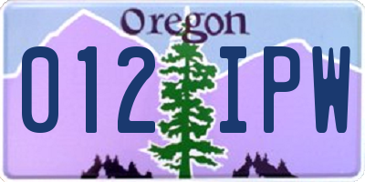 OR license plate 012IPW