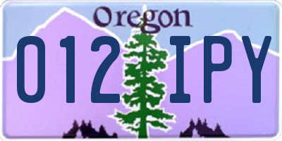 OR license plate 012IPY