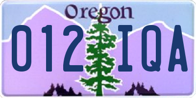 OR license plate 012IQA