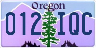 OR license plate 012IQC