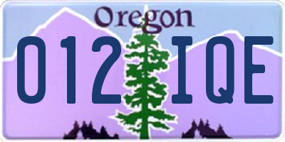OR license plate 012IQE