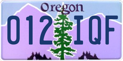 OR license plate 012IQF