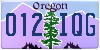 OR license plate 012IQG