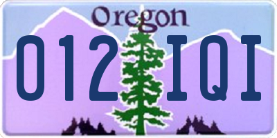 OR license plate 012IQI