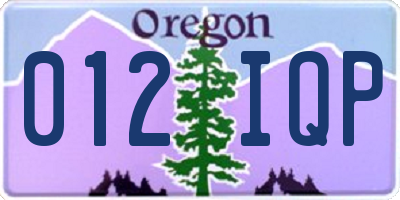 OR license plate 012IQP