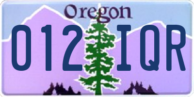 OR license plate 012IQR