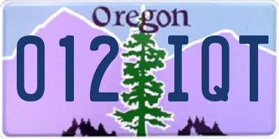 OR license plate 012IQT
