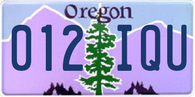 OR license plate 012IQU