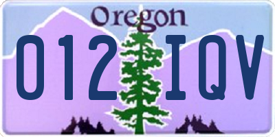 OR license plate 012IQV
