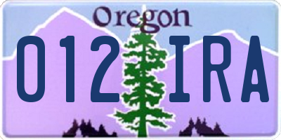 OR license plate 012IRA