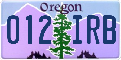 OR license plate 012IRB