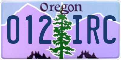 OR license plate 012IRC