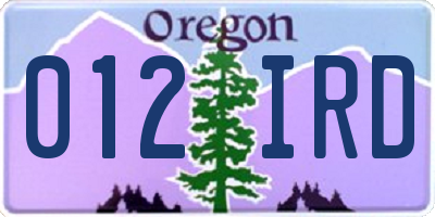 OR license plate 012IRD