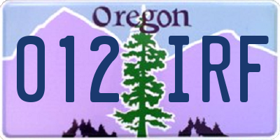 OR license plate 012IRF