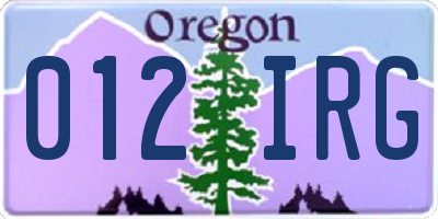 OR license plate 012IRG