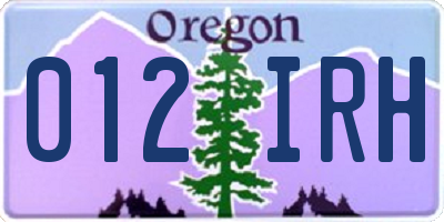 OR license plate 012IRH