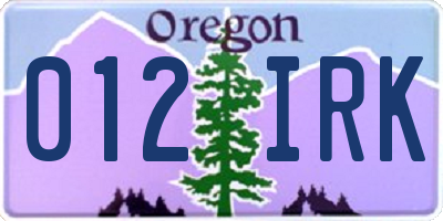 OR license plate 012IRK