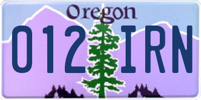 OR license plate 012IRN