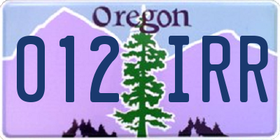 OR license plate 012IRR