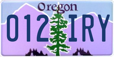 OR license plate 012IRY