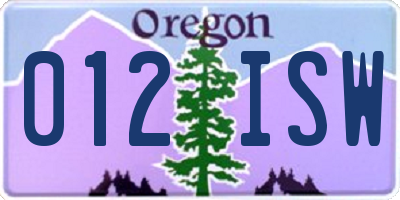 OR license plate 012ISW