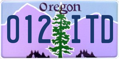 OR license plate 012ITD