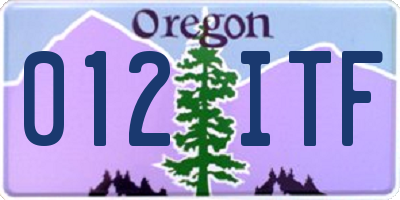 OR license plate 012ITF