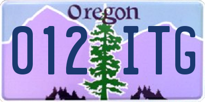 OR license plate 012ITG