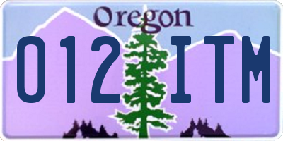 OR license plate 012ITM