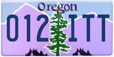 OR license plate 012ITT