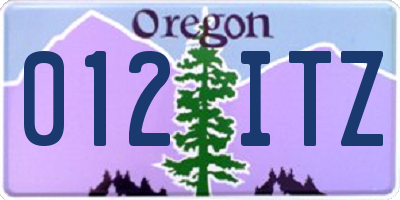 OR license plate 012ITZ