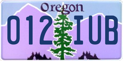 OR license plate 012IUB
