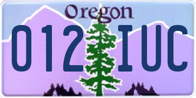 OR license plate 012IUC
