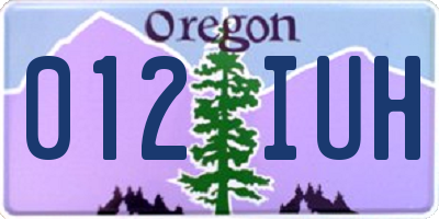 OR license plate 012IUH