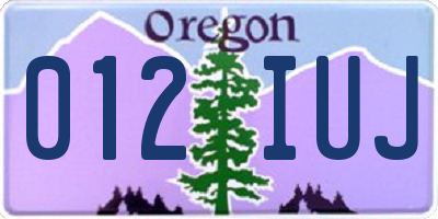 OR license plate 012IUJ