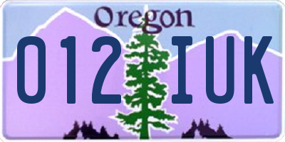 OR license plate 012IUK